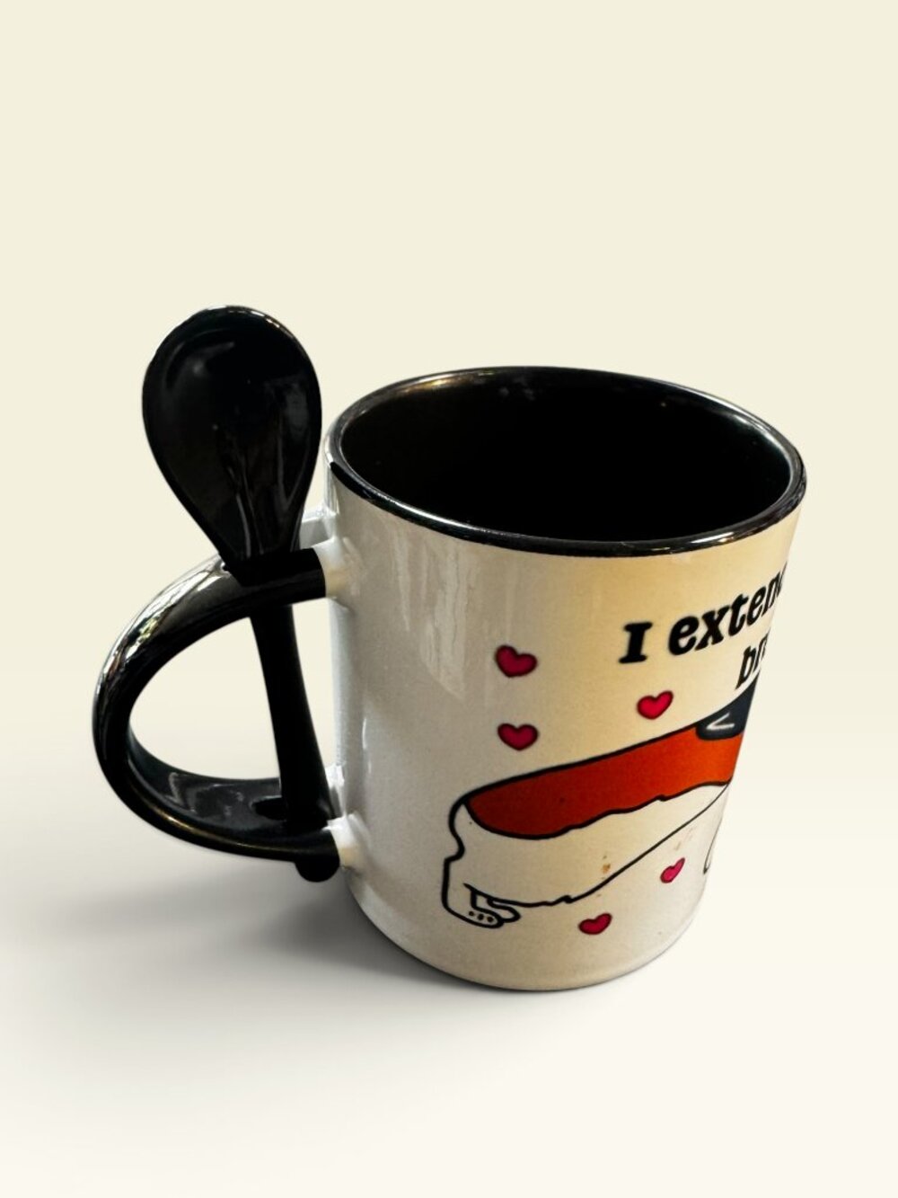 Funny Coffee Mug with Spoon 'I Extended My Coffee Break' 11 oz
